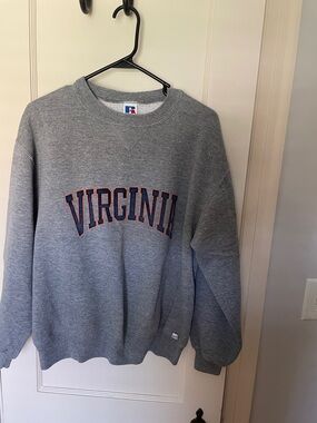 Russell Athletic Gray Virginia Crewneck Sweatshirt with Navy/Orange Lettering